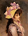 Portrait Of A Lady In Pink Ribbons by Raimundo de Madrazo y Garreta